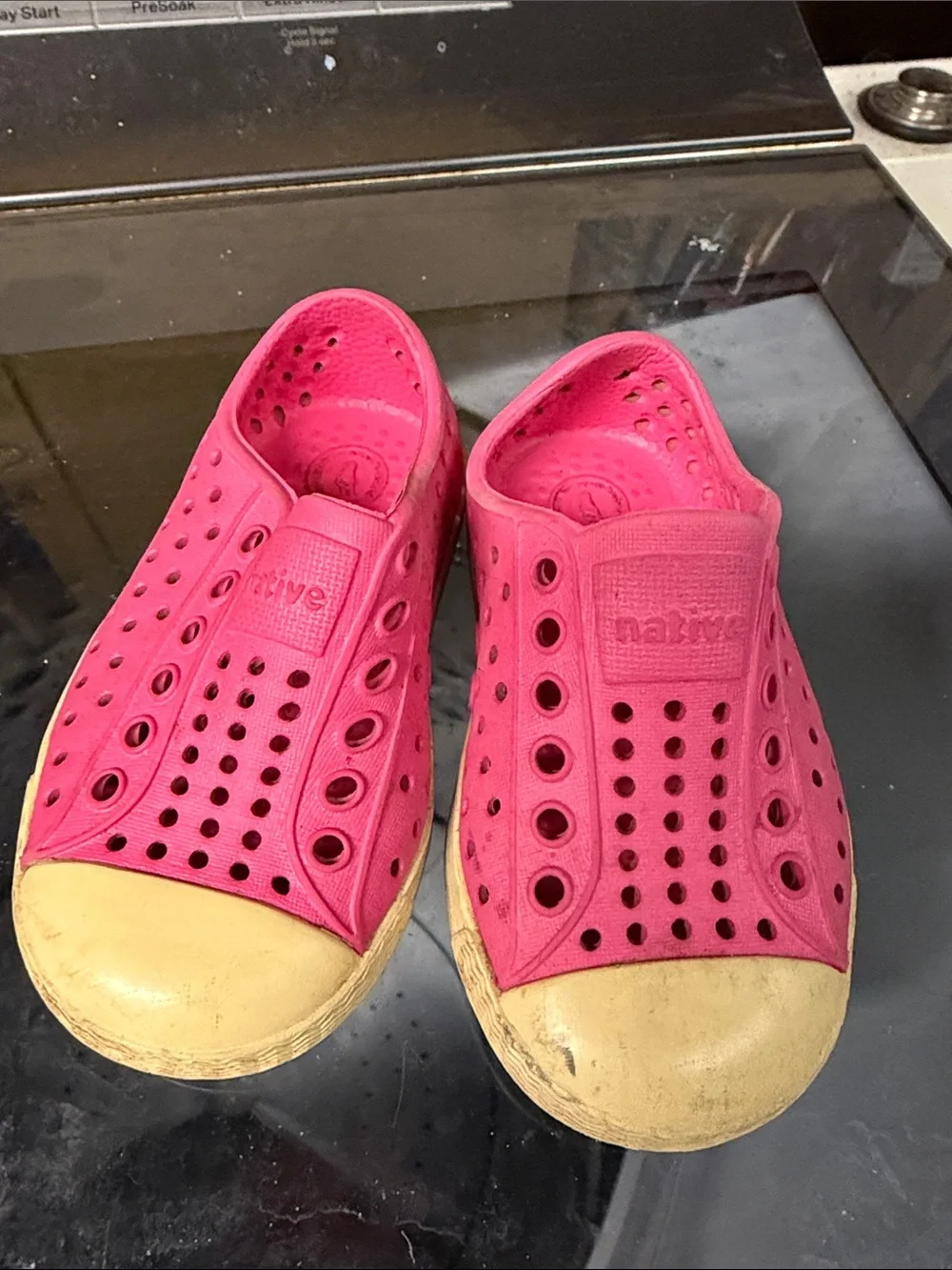 Native Kids Water Shoes in Bright Pink with Cream Toecaps